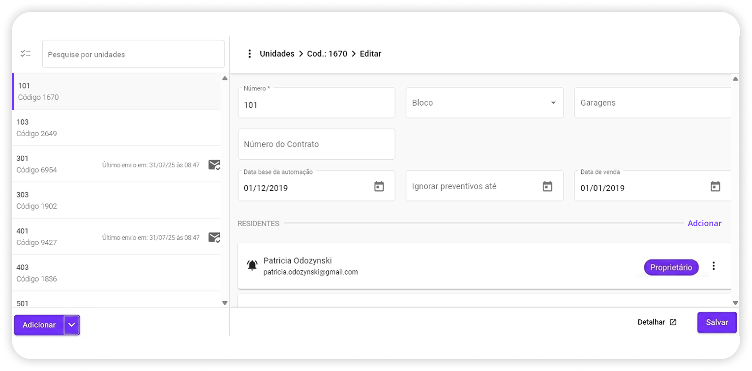 Personalização de Unidades